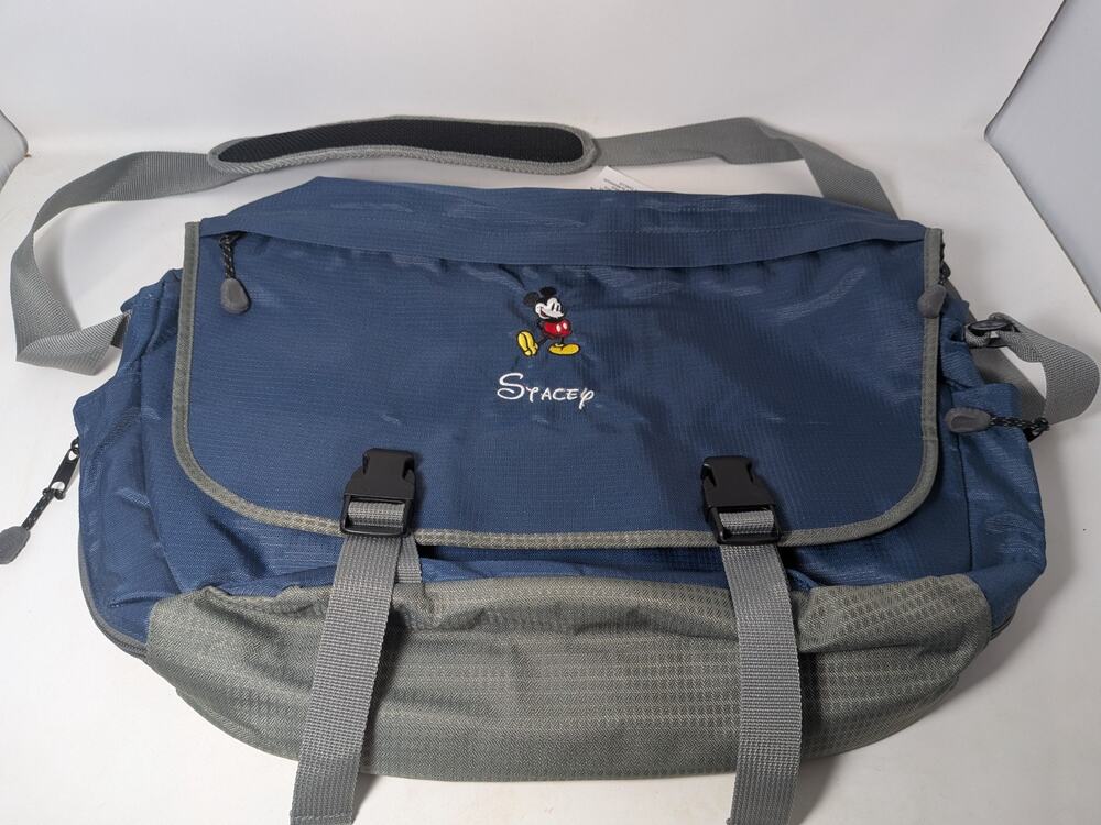 Disney Store Mickey Mouse Crossbody Blue Messenger Bag ("Stacey" Embroidered)